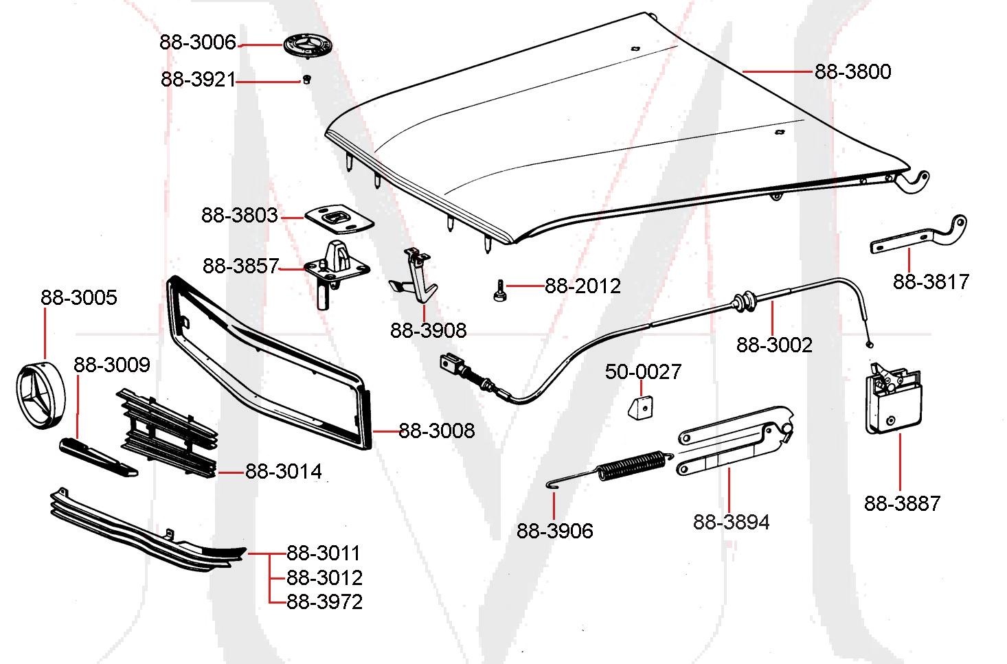 88-3817r HOOD LEVER